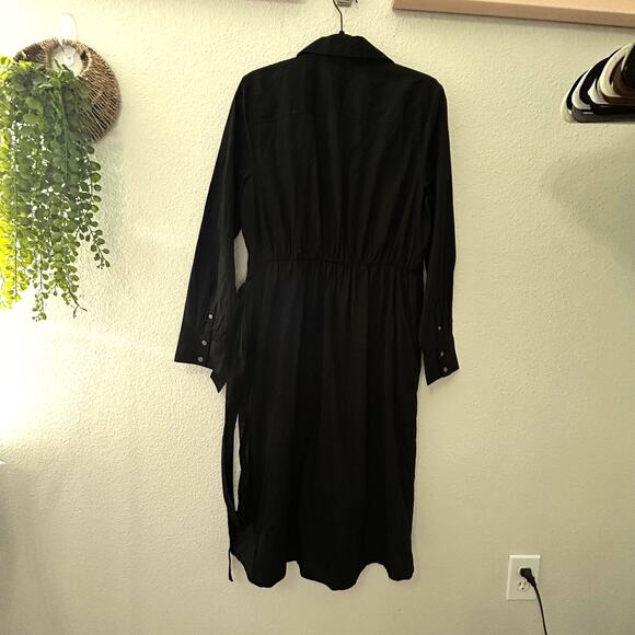 NEW J. Crew Long-sleeve Poplin Shirt-dress Black Sz 12 Large Minimalist Capsule - Picture 5 of 12